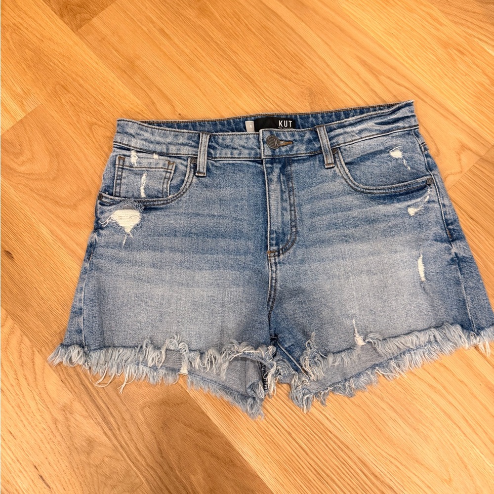 KUT from the Kloth Jane High Waist Distressed Fray Hem Shorts Women’s Size 6